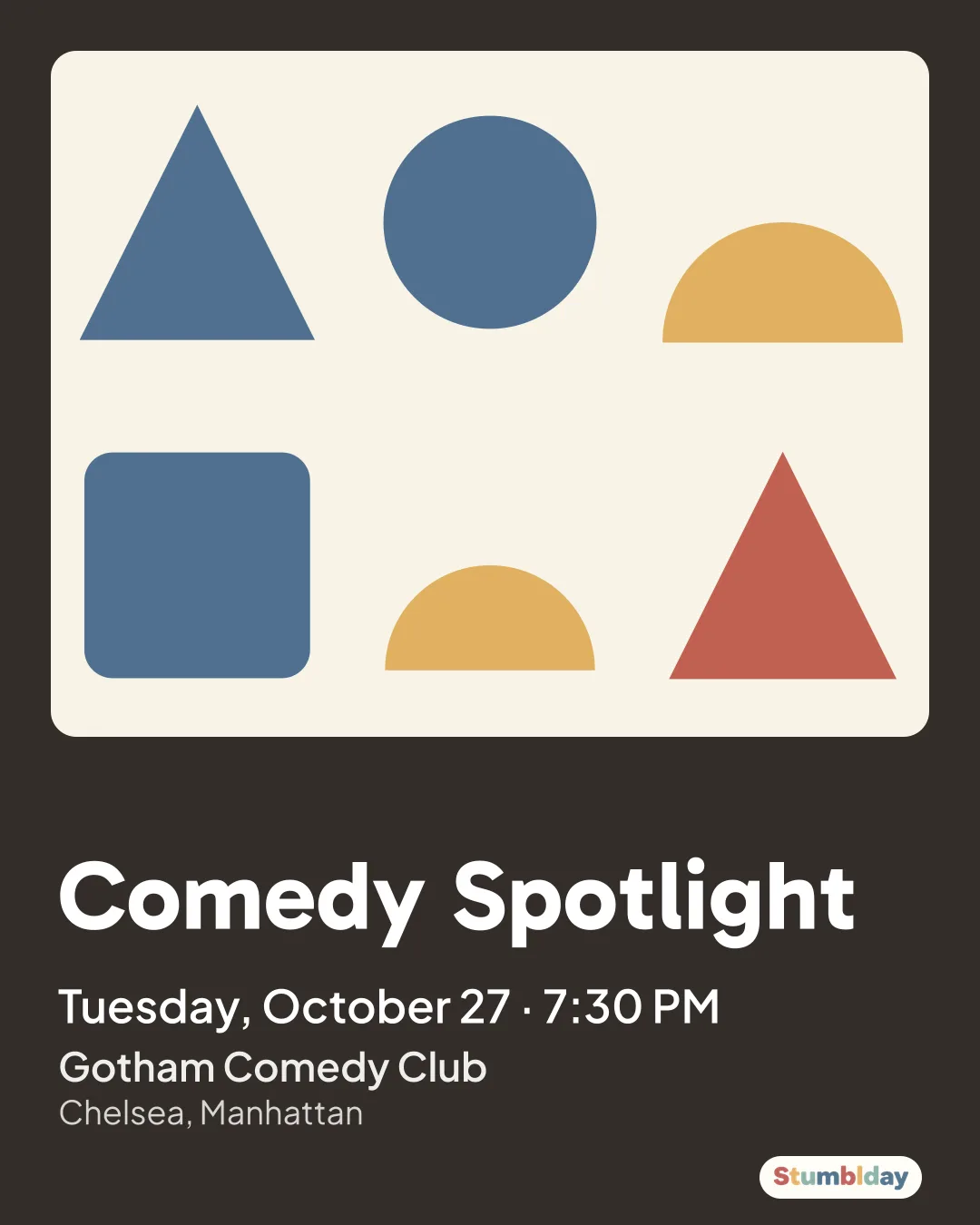 Flyer for Comedy Spotlight: Tuesday, October 27 · 7:30 PM at Gotham Comedy Club