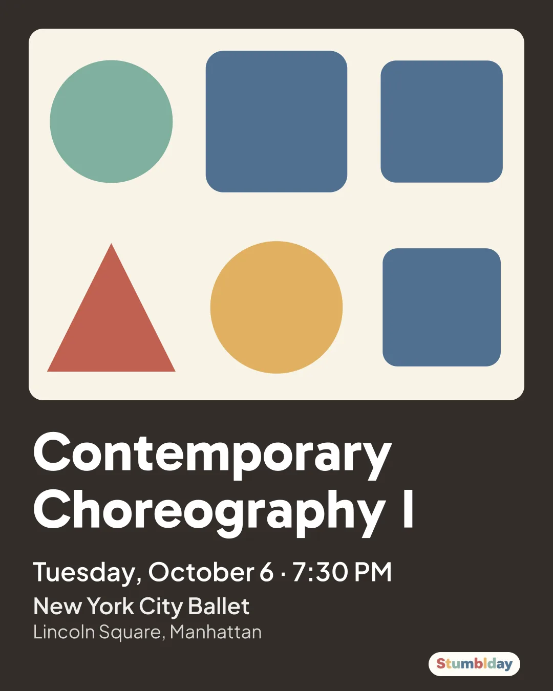 Flyer for Contemporary Choreography I: Tuesday, October 6 · 7:30 PM at New York City Ballet