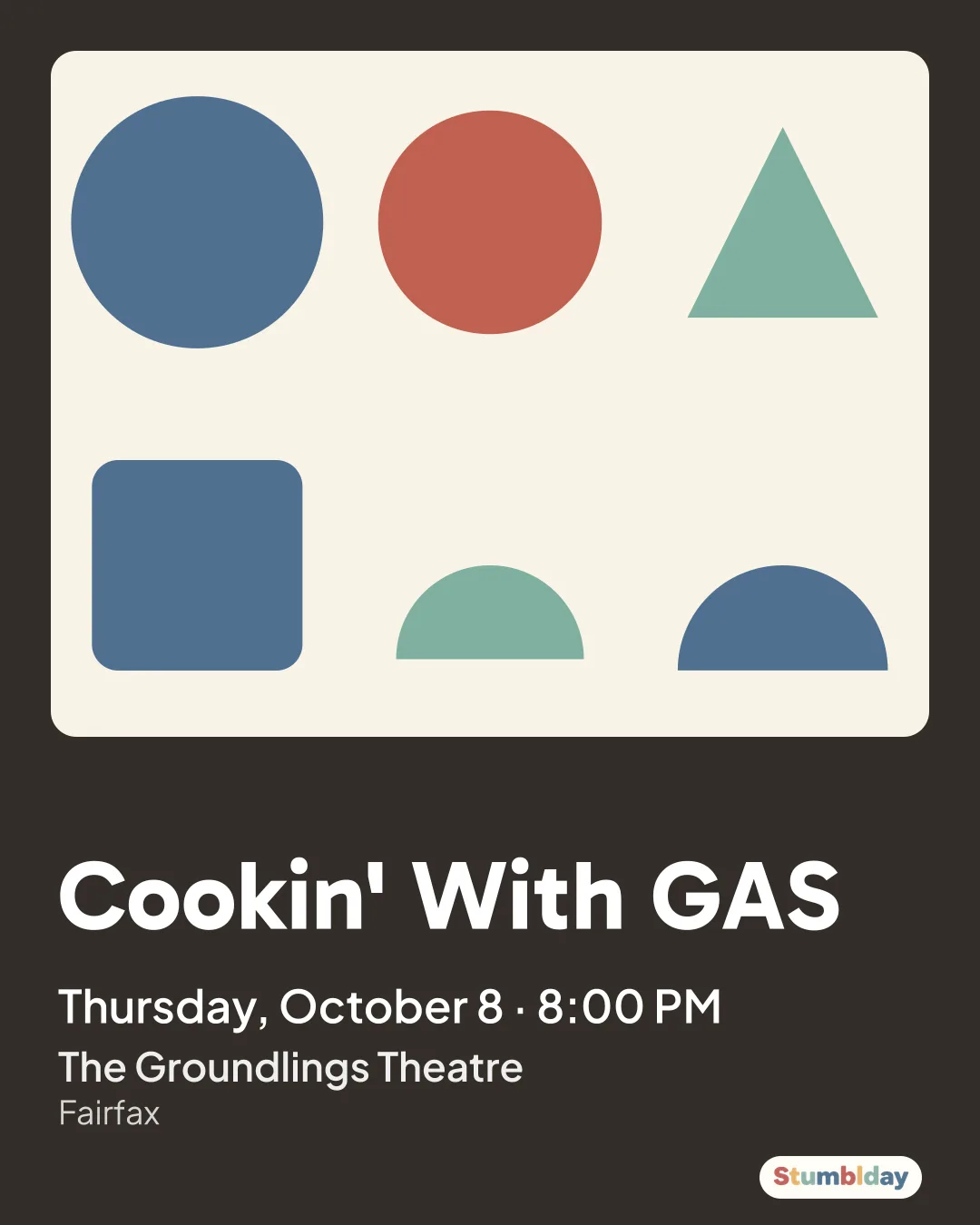 Flyer for Cookin' With GAS: Thursday, October 8 · 8:00 PM at The Groundlings Theatre