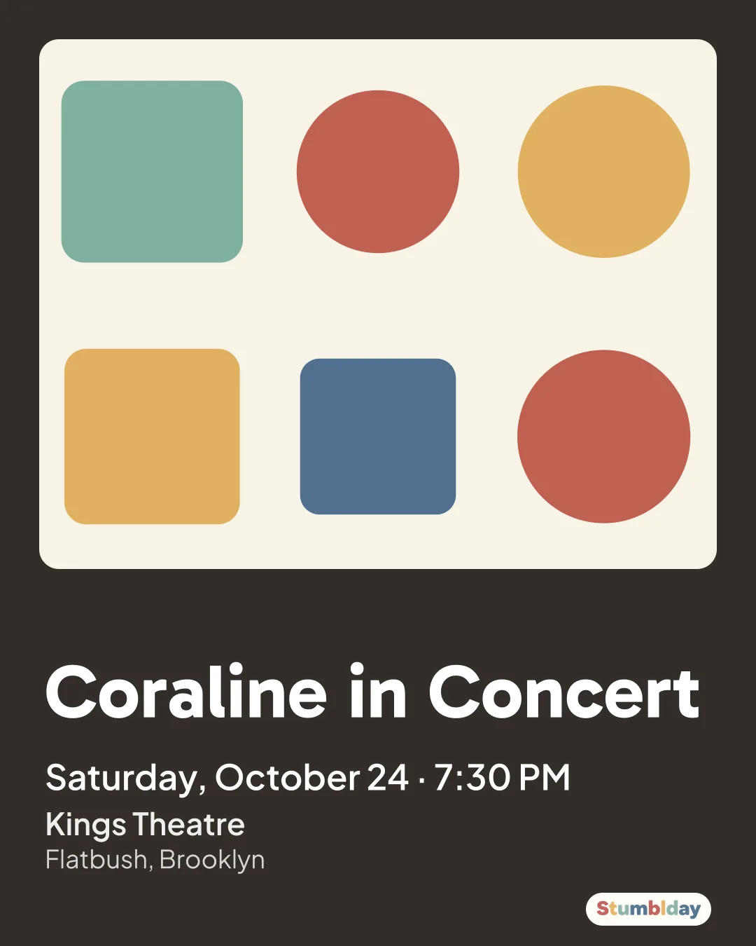 Flyer for Coraline in Concert: Saturday, October 24 · 7:30 PM at Kings Theatre
