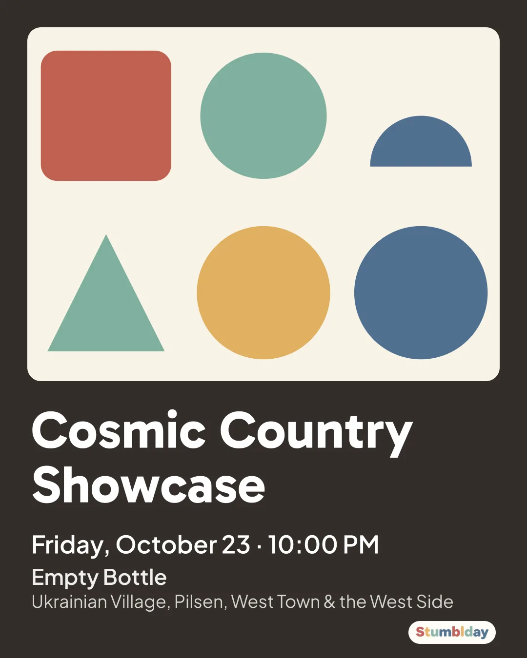 Flyer for Cosmic Country Showcase: Friday, October 23 · 10:00 PM at Empty Bottle
