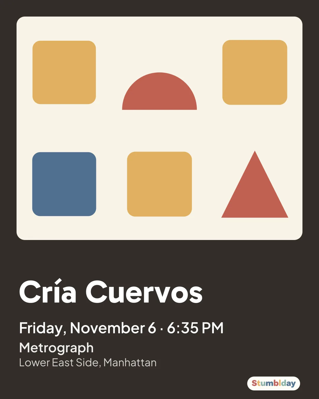 Flyer for Cría Cuervos: Friday, November 6 · 6:35 PM at Metrograph