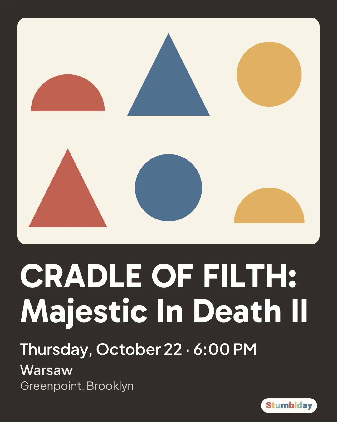 Flyer for CRADLE OF FILTH: Majestic In Death II: Thursday, October 22 · 6:00 PM at Warsaw