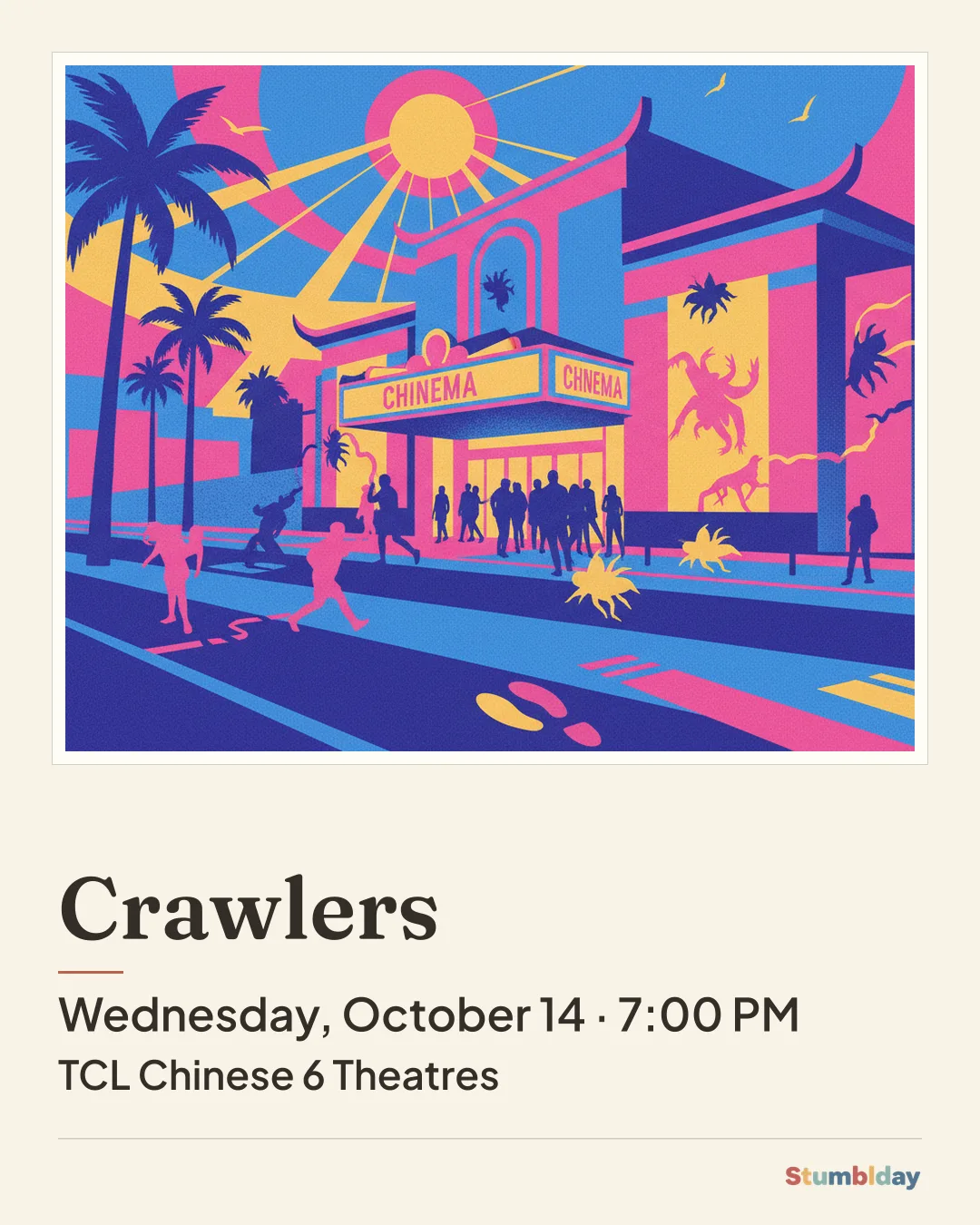 Flyer for Crawlers: Wednesday, October 14 · 7:00 PM at TCL Chinese 6 Theatres