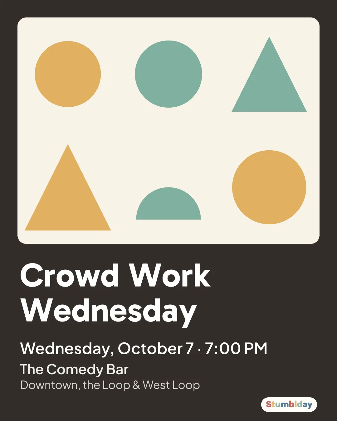 Flyer for Crowd Work Wednesday: Wednesday, October 7 · 7:00 PM at The Comedy Bar