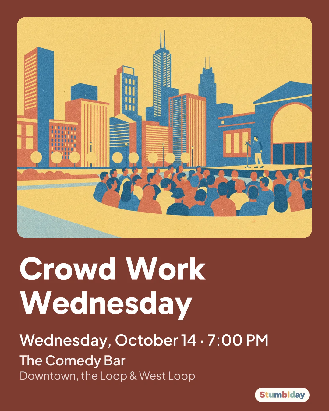 Flyer for Crowd Work Wednesday: Wednesday, October 14 · 7:00 PM at The Comedy Bar