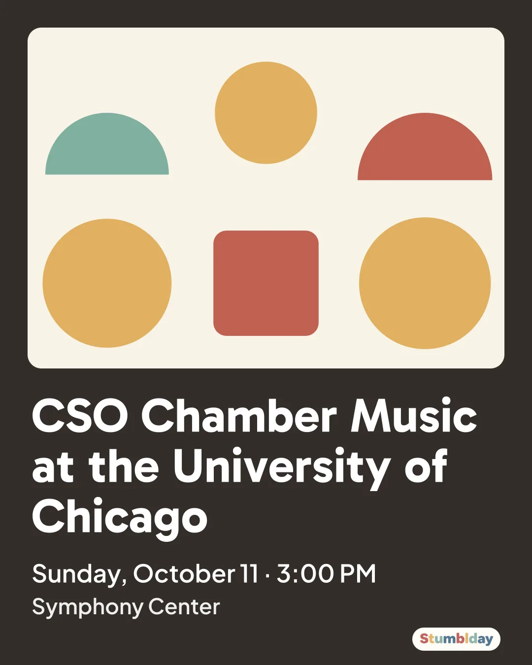 Flyer for CSO Chamber Music at the University of Chicago: Sunday, October 11 · 3:00 PM at Symphony Center