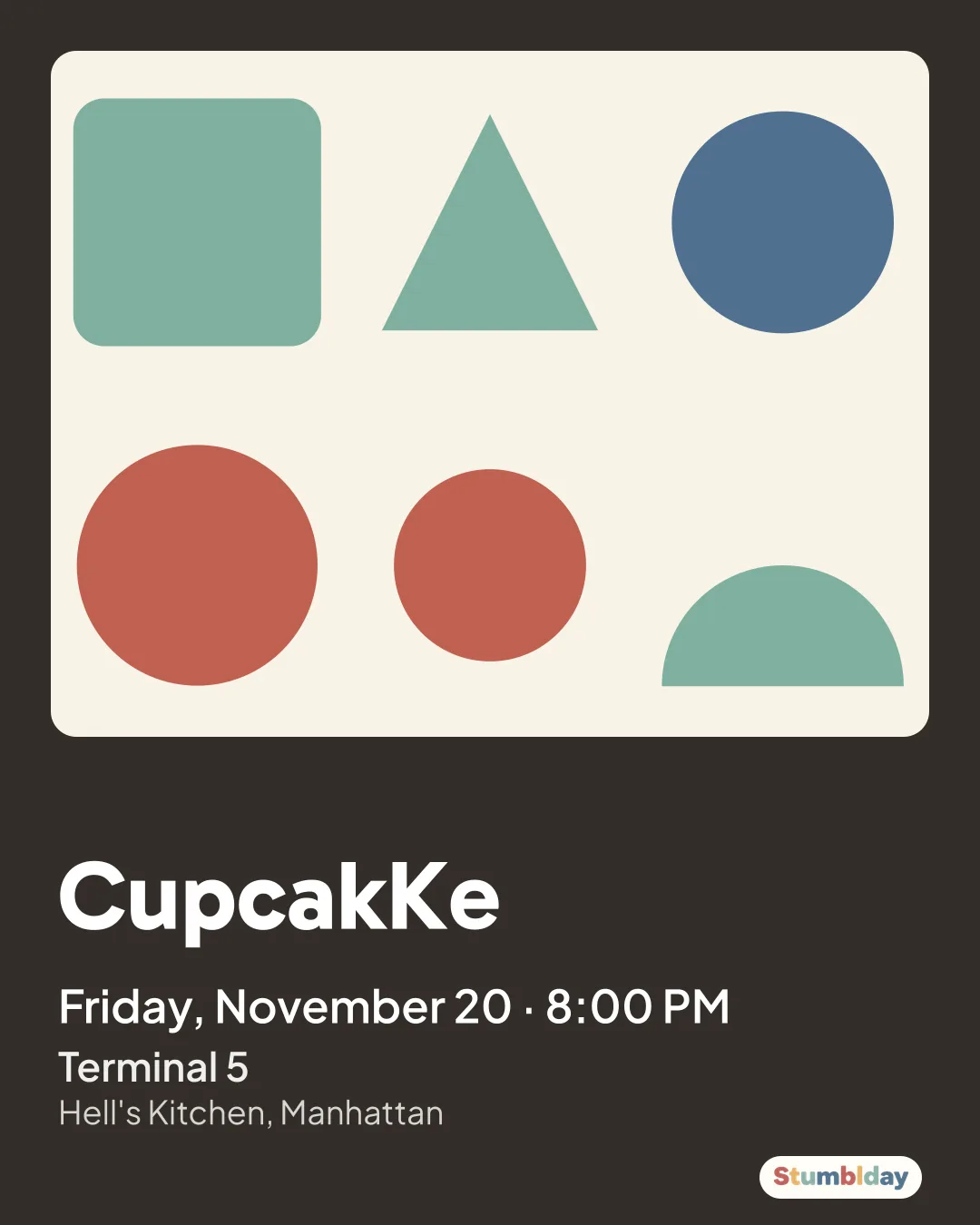 Flyer for CupcakKe: Friday, November 20 · 8:00 PM at Terminal 5
