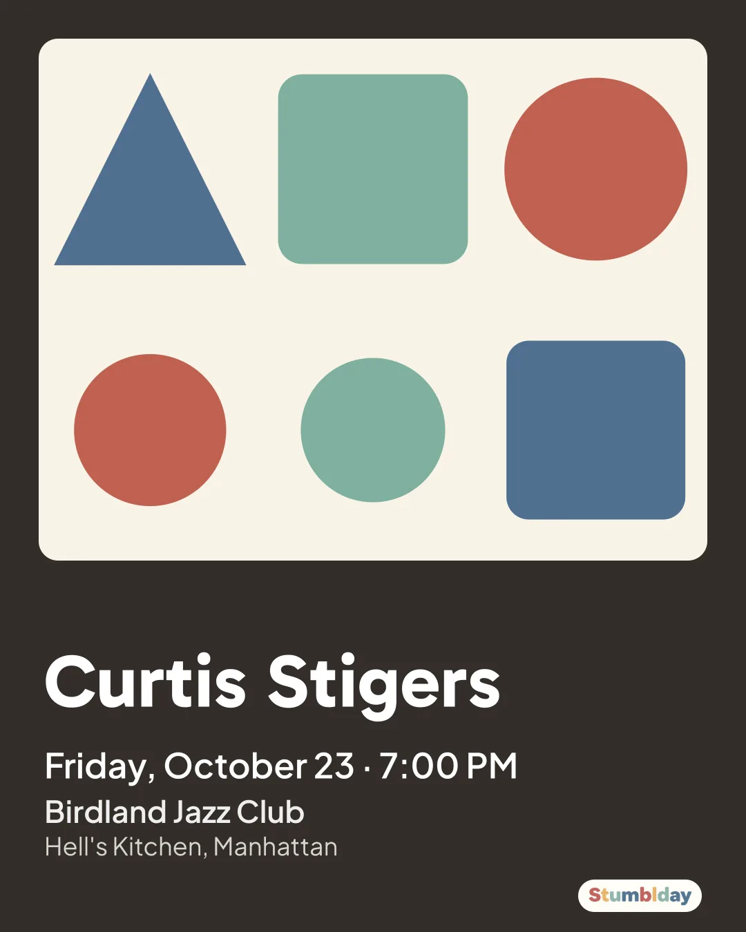 Flyer for Curtis Stigers: Friday, October 23 · 7:00 PM at Birdland Jazz Club