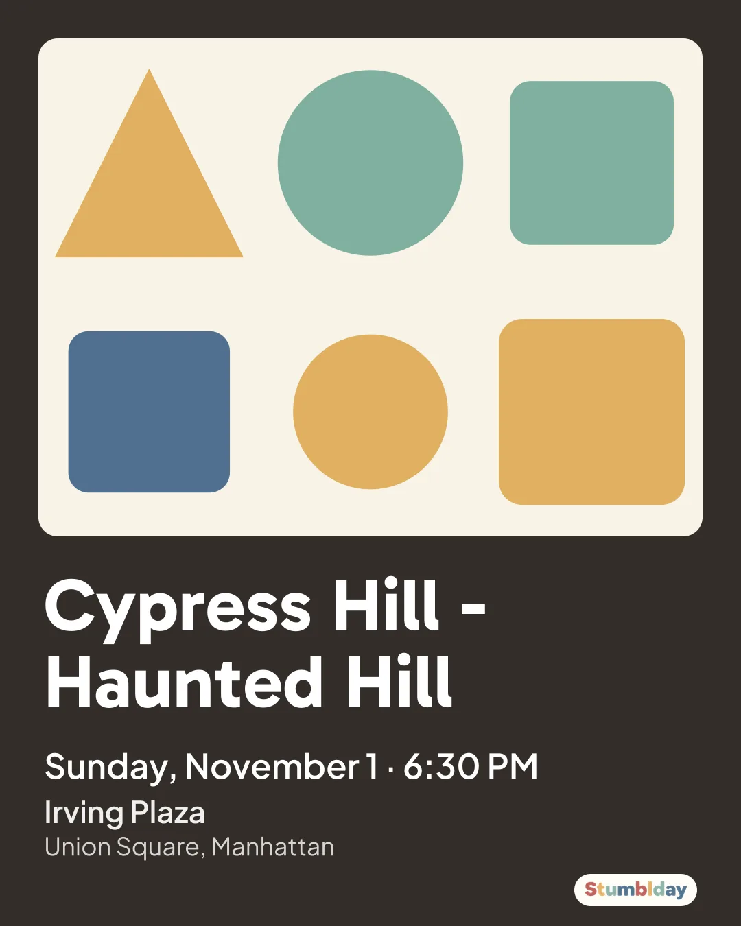 Flyer for Cypress Hill - Haunted Hill: Sunday, November 1 · 6:30 PM at Irving Plaza