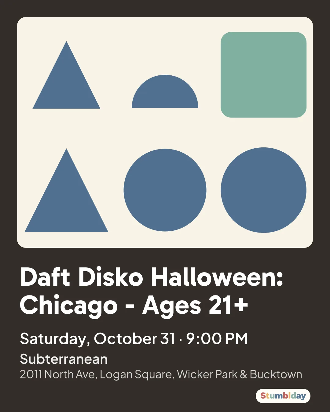Flyer for Daft Disko Halloween: Chicago - Ages 21+: Saturday, October 31 · 9:00 PM at Subterranean