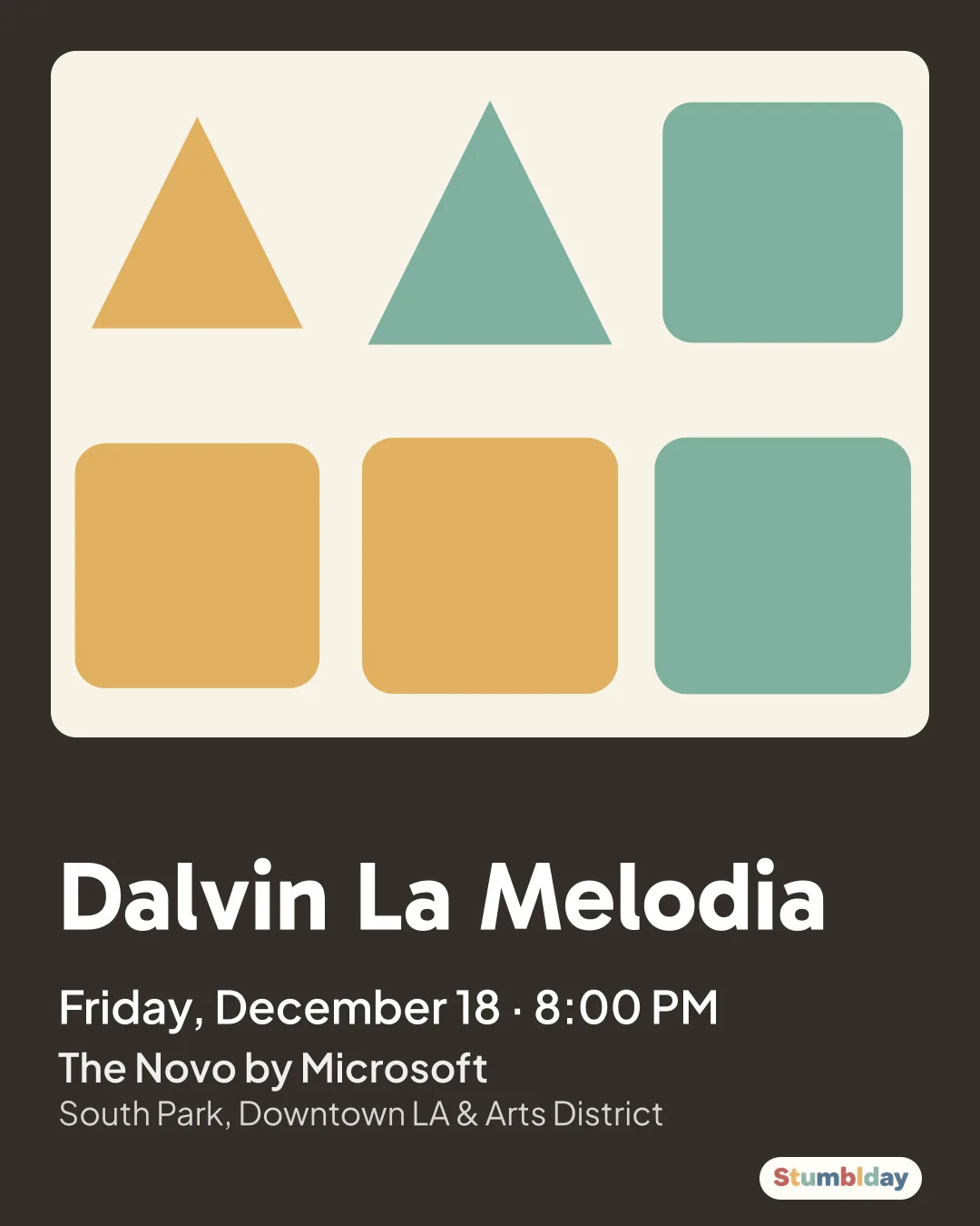 Flyer for Dalvin La Melodia: Friday, December 18 · 8:00 PM at The Novo by Microsoft
