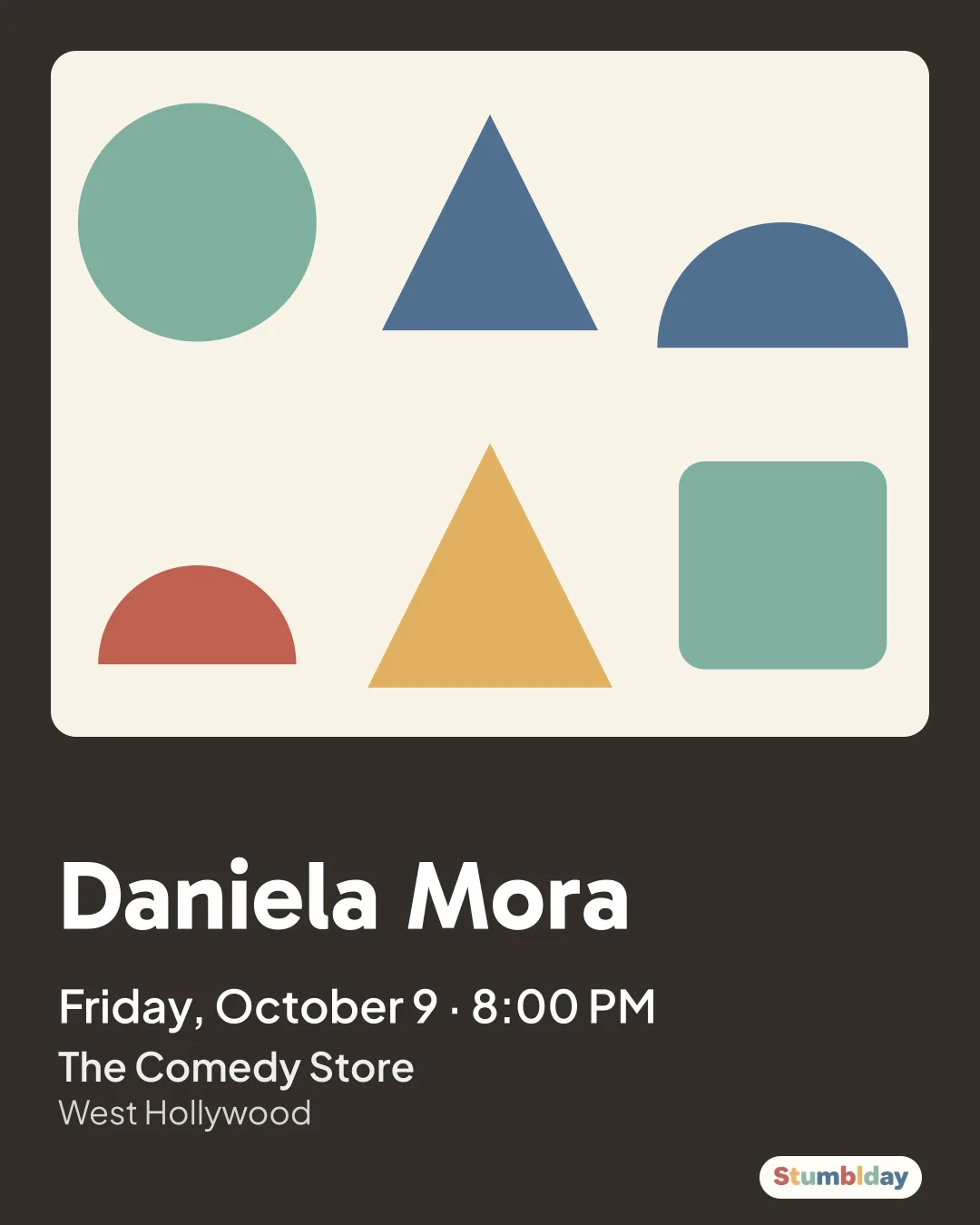 Flyer for Daniela Mora: Friday, October 9 · 8:00 PM at The Comedy Store
