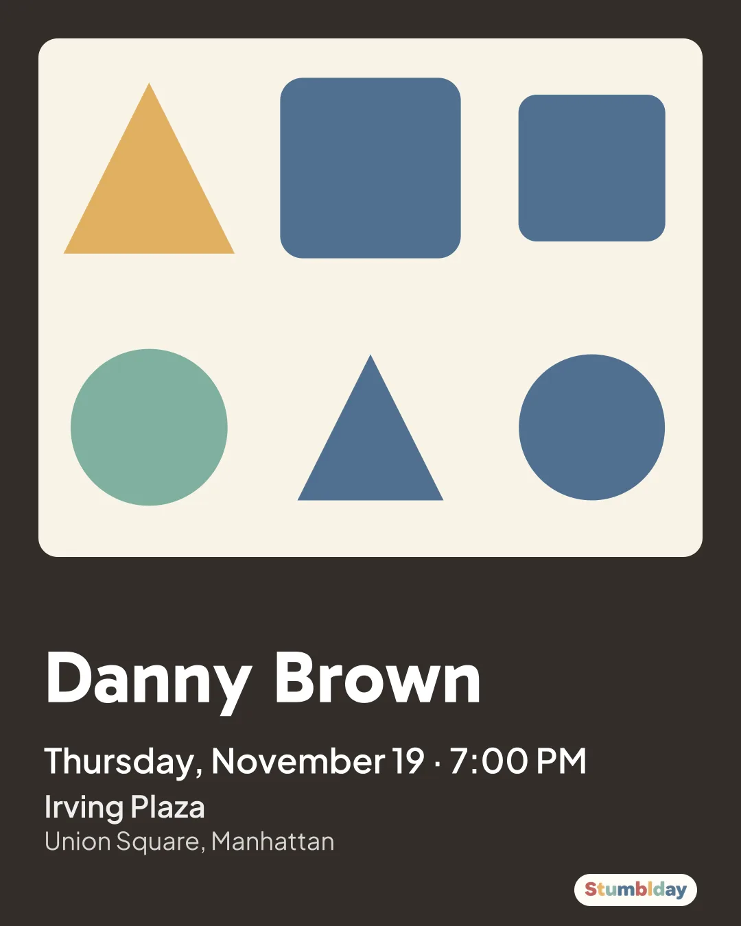 Flyer for Danny Brown: Thursday, November 19 · 7:00 PM at Irving Plaza