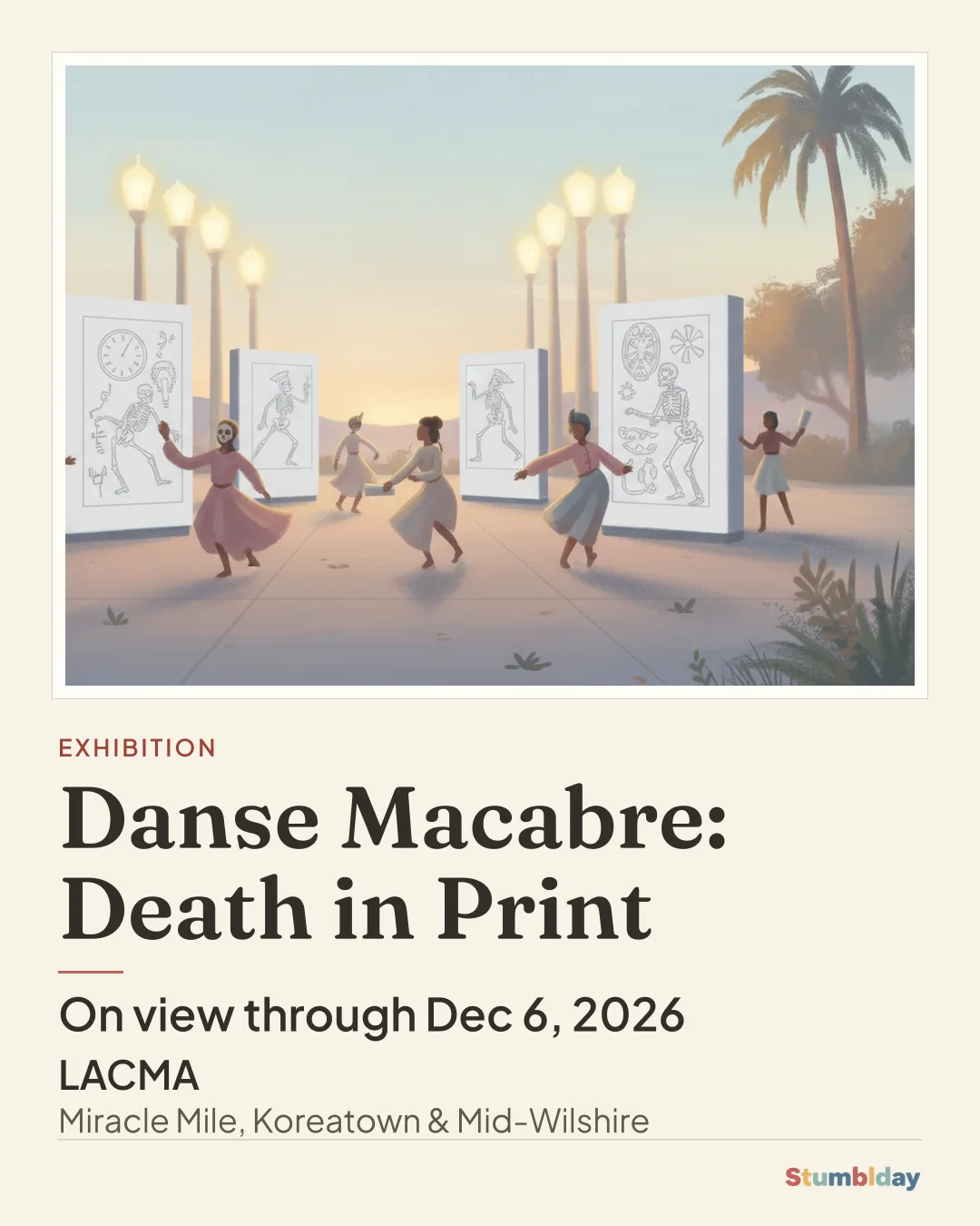 Flyer for Danse Macabre: Death in Print: On view through Dec 6, 2026 at LACMA