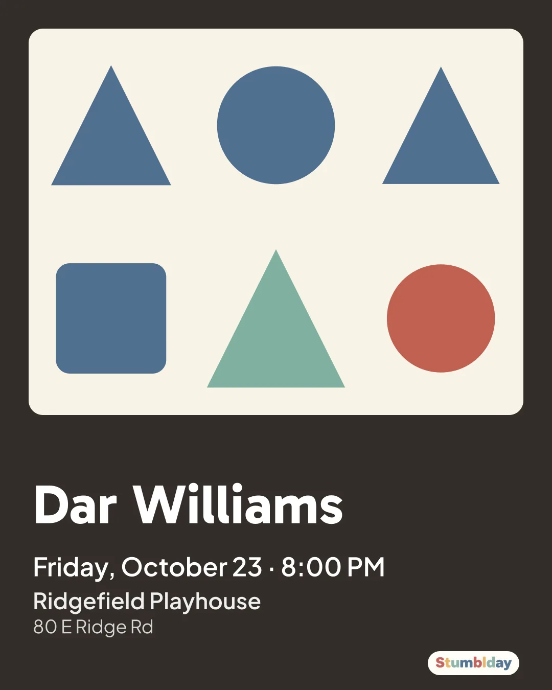 Flyer for Dar Williams: Friday, October 23 · 8:00 PM at Ridgefield Playhouse