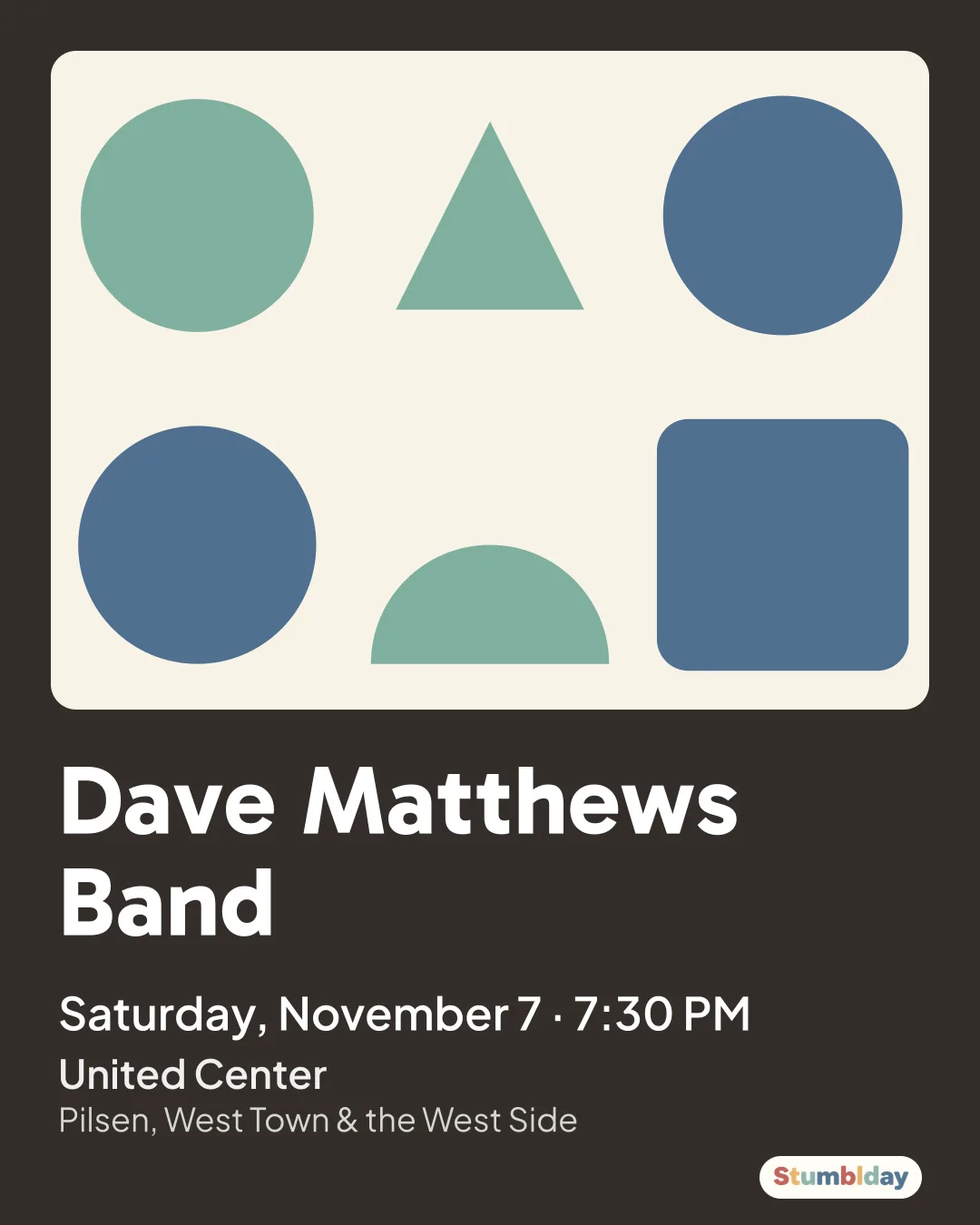 Flyer for Dave Matthews Band: Saturday, November 7 · 7:30 PM at United Center