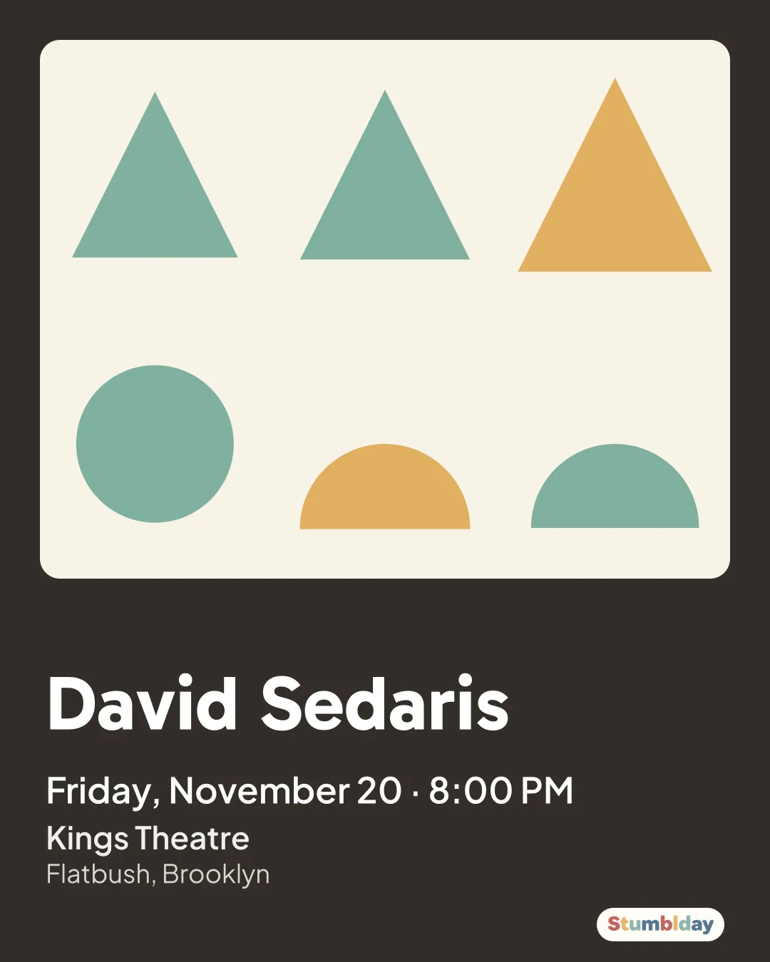 Flyer for David Sedaris: Friday, November 20 · 8:00 PM at Kings Theatre