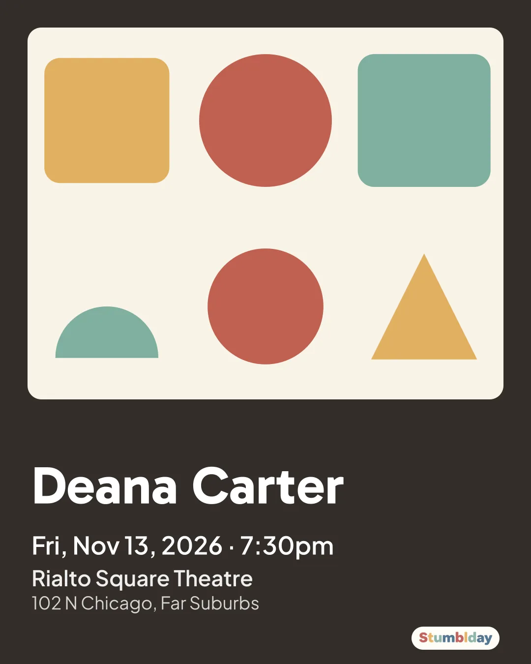Flyer for Deana Carter: Fri, Nov 13, 2026 · 7:30pm at Rialto Square Theatre