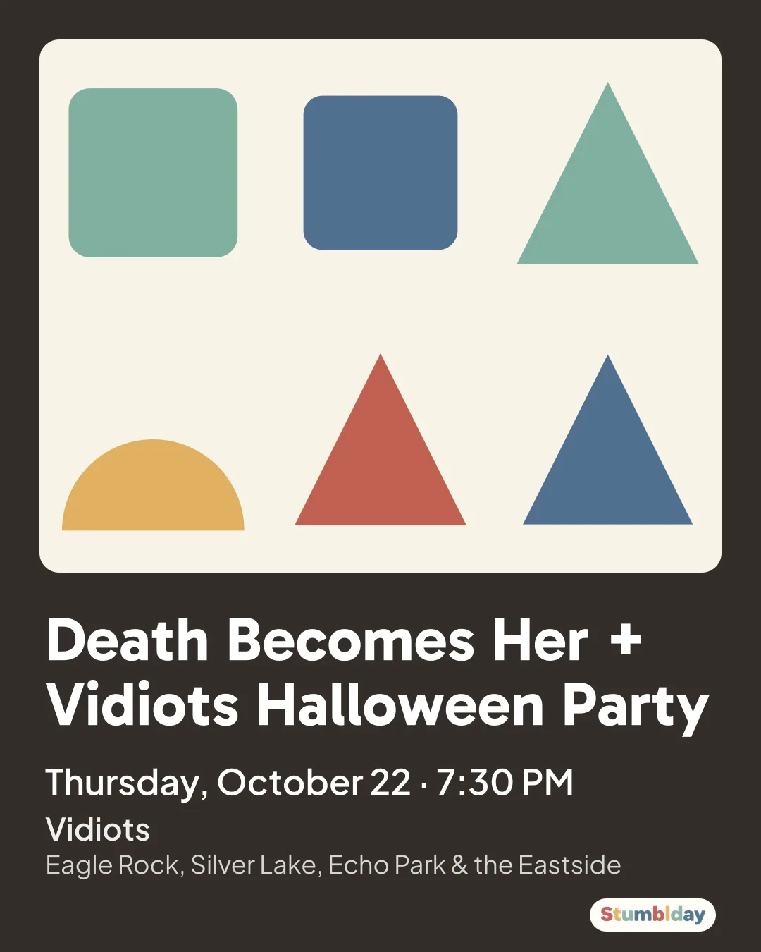 Flyer for Death Becomes Her + Vidiots Halloween Party: Thursday, October 22 · 7:30 PM at Vidiots