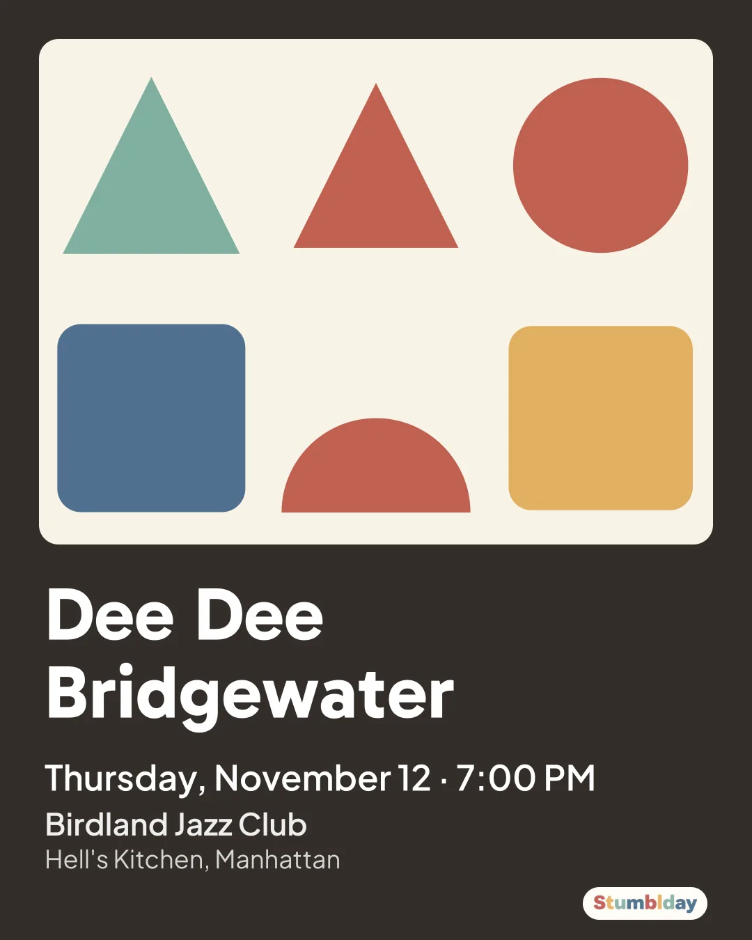 Flyer for Dee Dee Bridgewater: Thursday, November 12 · 7:00 PM at Birdland Jazz Club