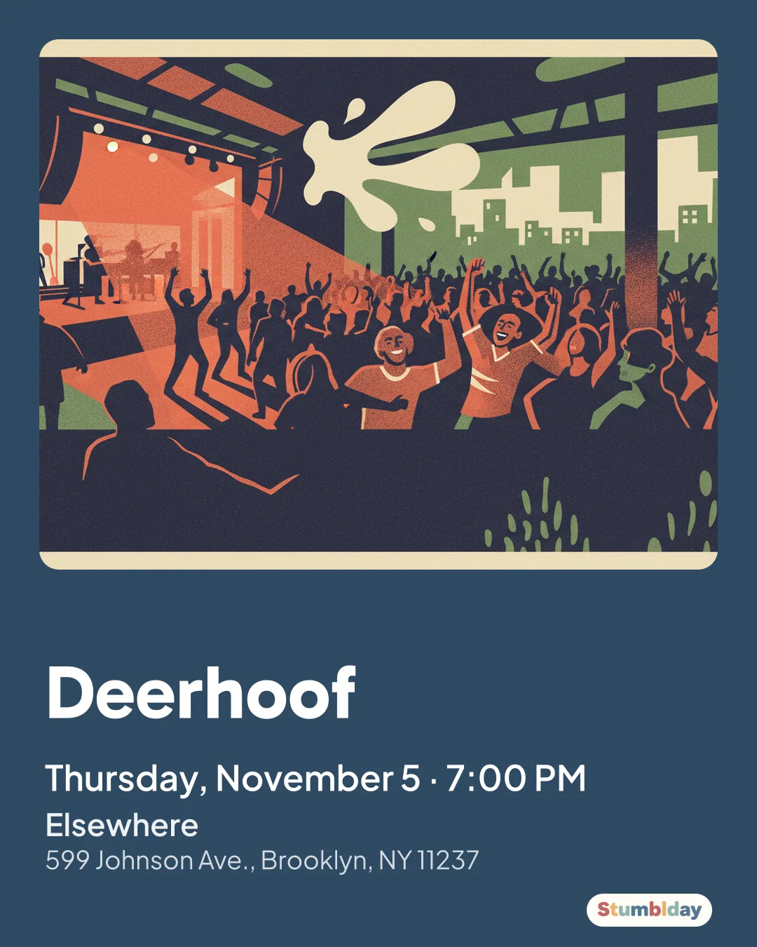 Flyer for Deerhoof: Thursday, November 5 · 7:00 PM at Elsewhere
