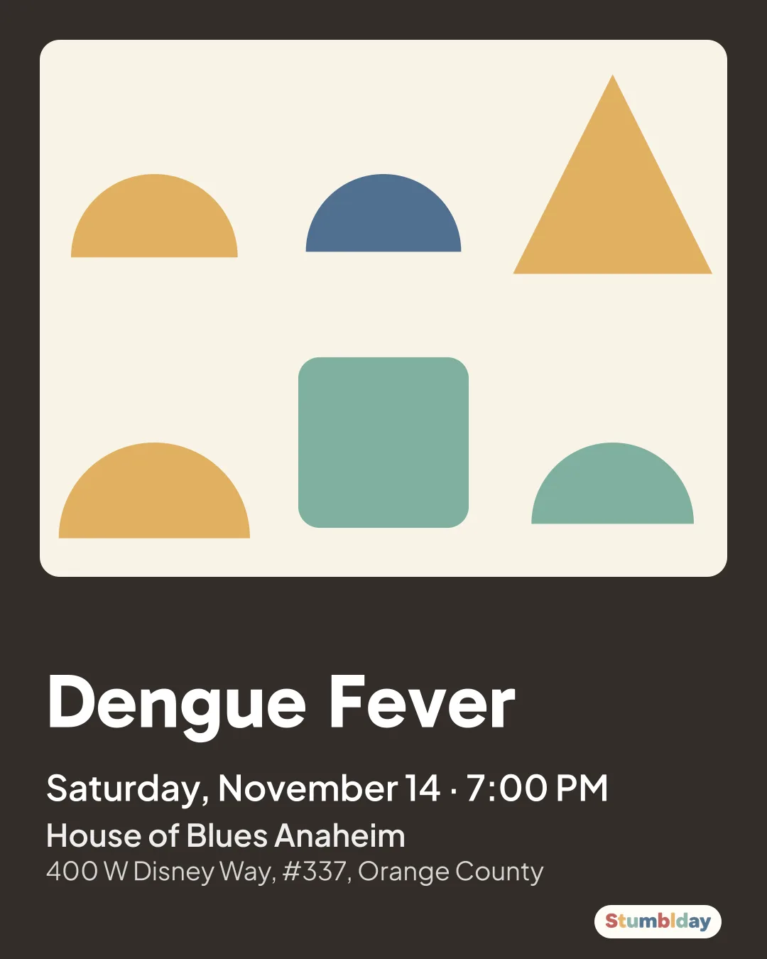 Flyer for Dengue Fever: Saturday, November 14 · 7:00 PM at House of Blues Anaheim