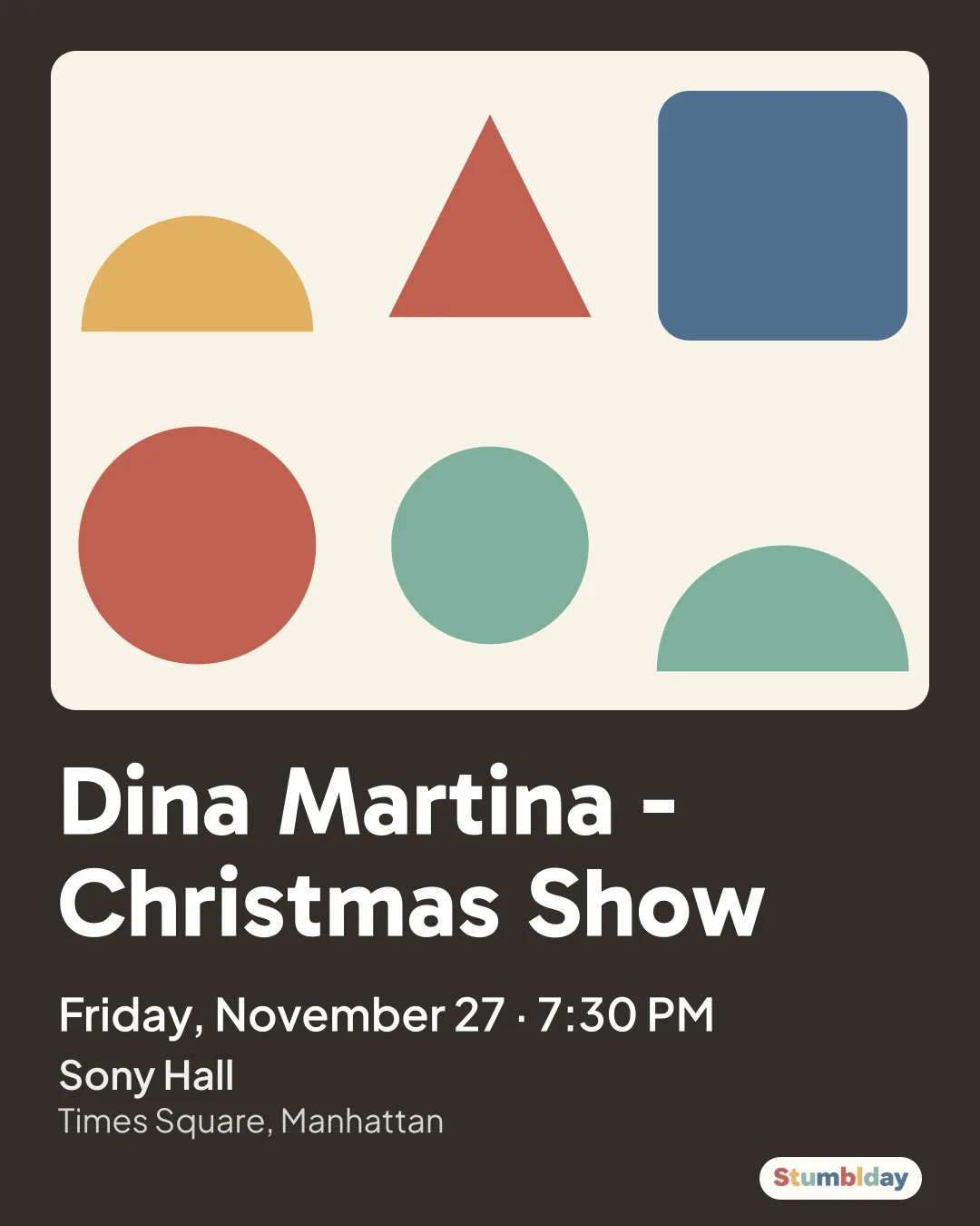 Flyer for Dina Martina - Christmas Show: Friday, November 27 · 7:30 PM at Sony Hall