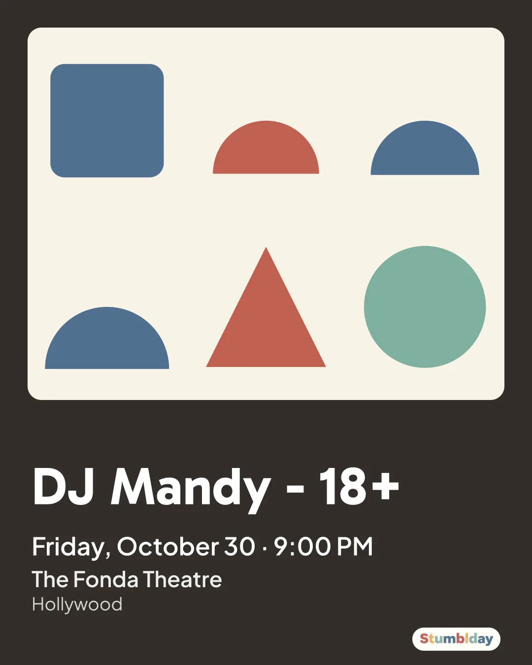 Flyer for DJ Mandy - 18+: Friday, October 30 · 9:00 PM at The Fonda Theatre