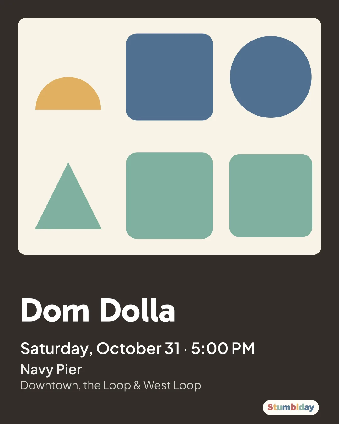 Flyer for Dom Dolla: Saturday, October 31 · 5:00 PM at Navy Pier