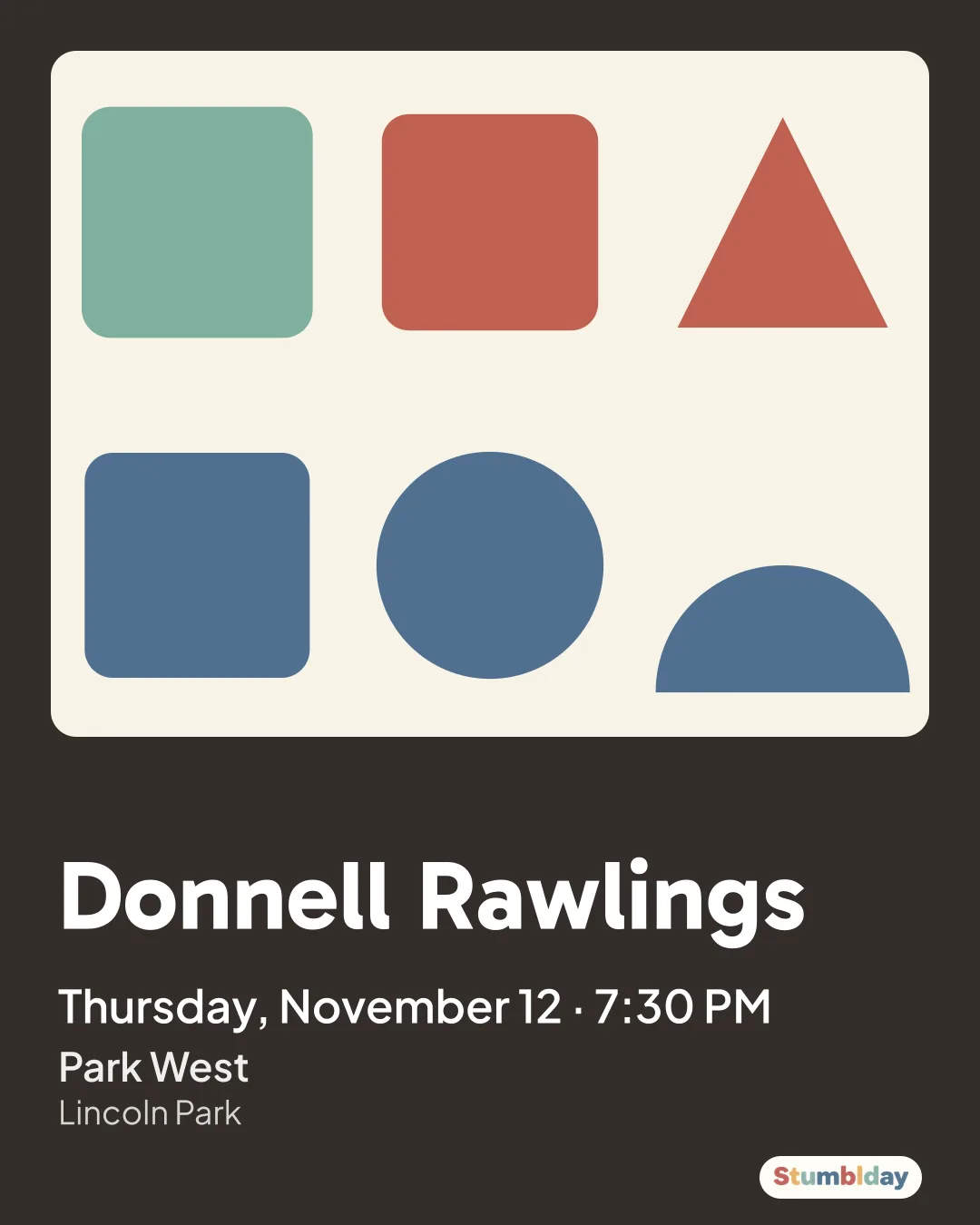Flyer for Donnell Rawlings: Thursday, November 12 · 7:30 PM at Park West