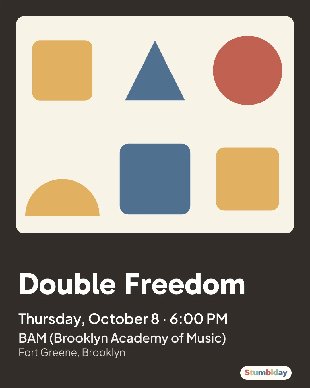 Flyer for Double Freedom: Thursday, October 8 · 6:00 PM at BAM (Brooklyn Academy of Music)