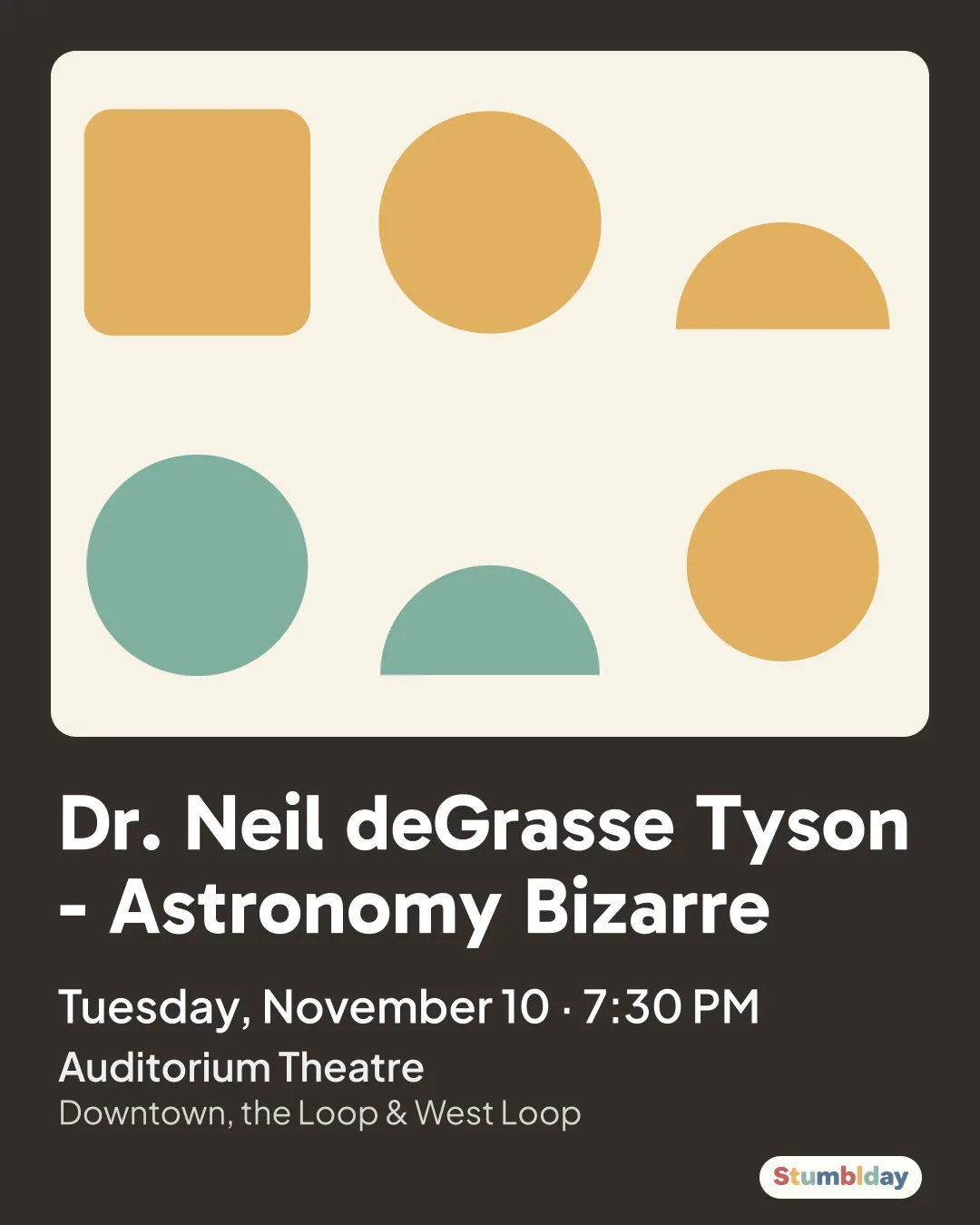 Flyer for Dr. Neil deGrasse Tyson - Astronomy Bizarre: Tuesday, November 10 · 7:30 PM at Auditorium Theatre