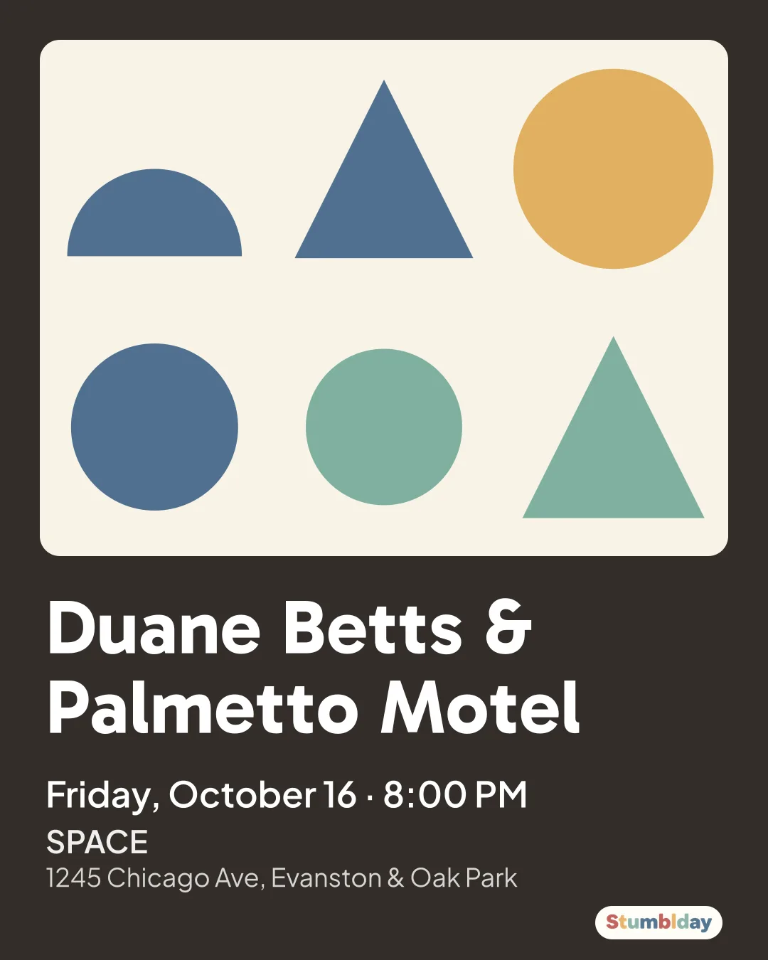 Flyer for Duane Betts & Palmetto Motel: Friday, October 16 · 8:00 PM at SPACE