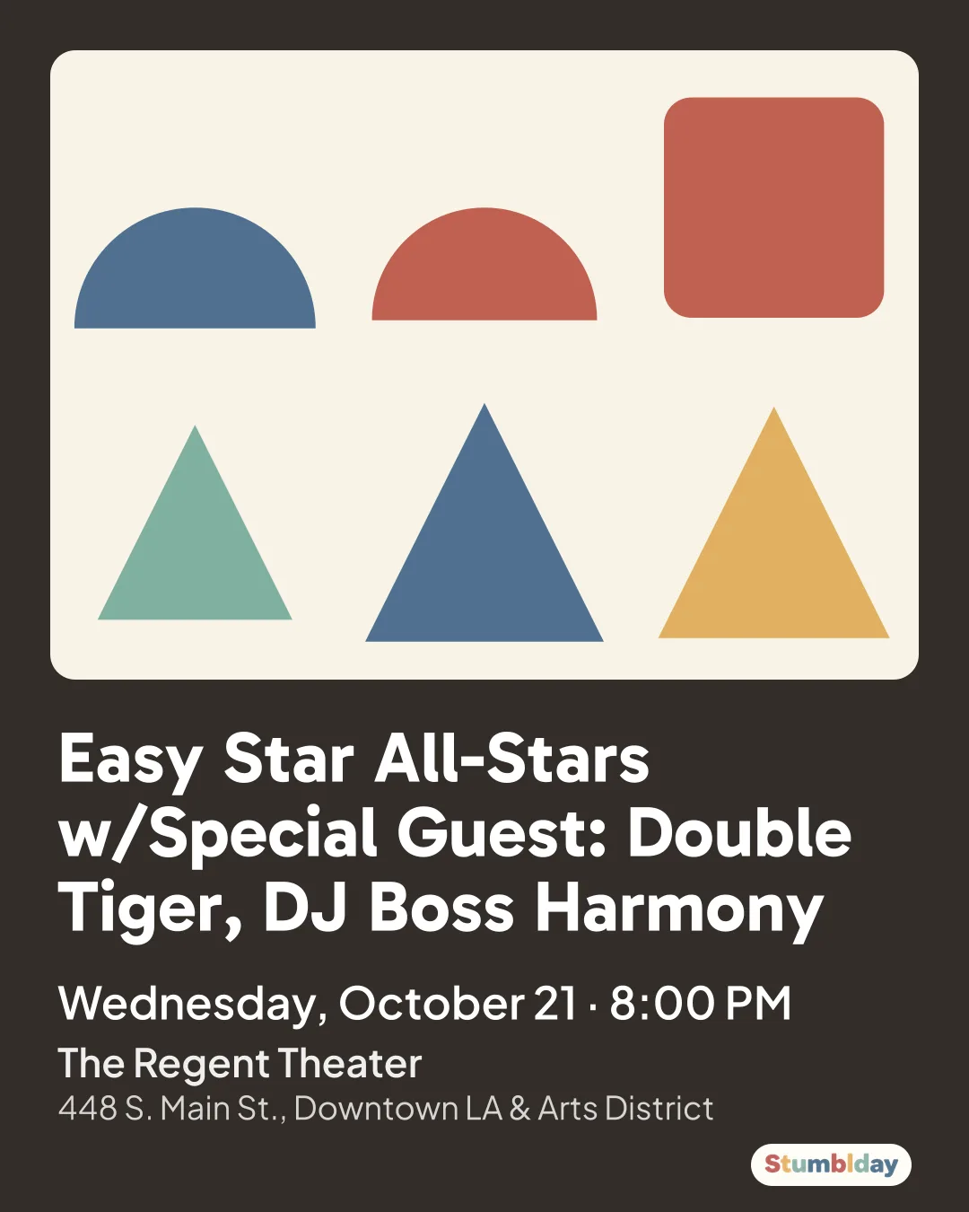Flyer for Easy Star All-Stars w/Special Guest: Double Tiger, DJ Boss Harmony: Wednesday, October 21 ¡ 8:00 PM at The Regent Theater