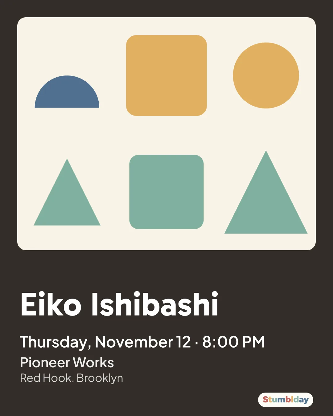 Flyer for Eiko Ishibashi: Thursday, November 12 · 8:00 PM at Pioneer Works