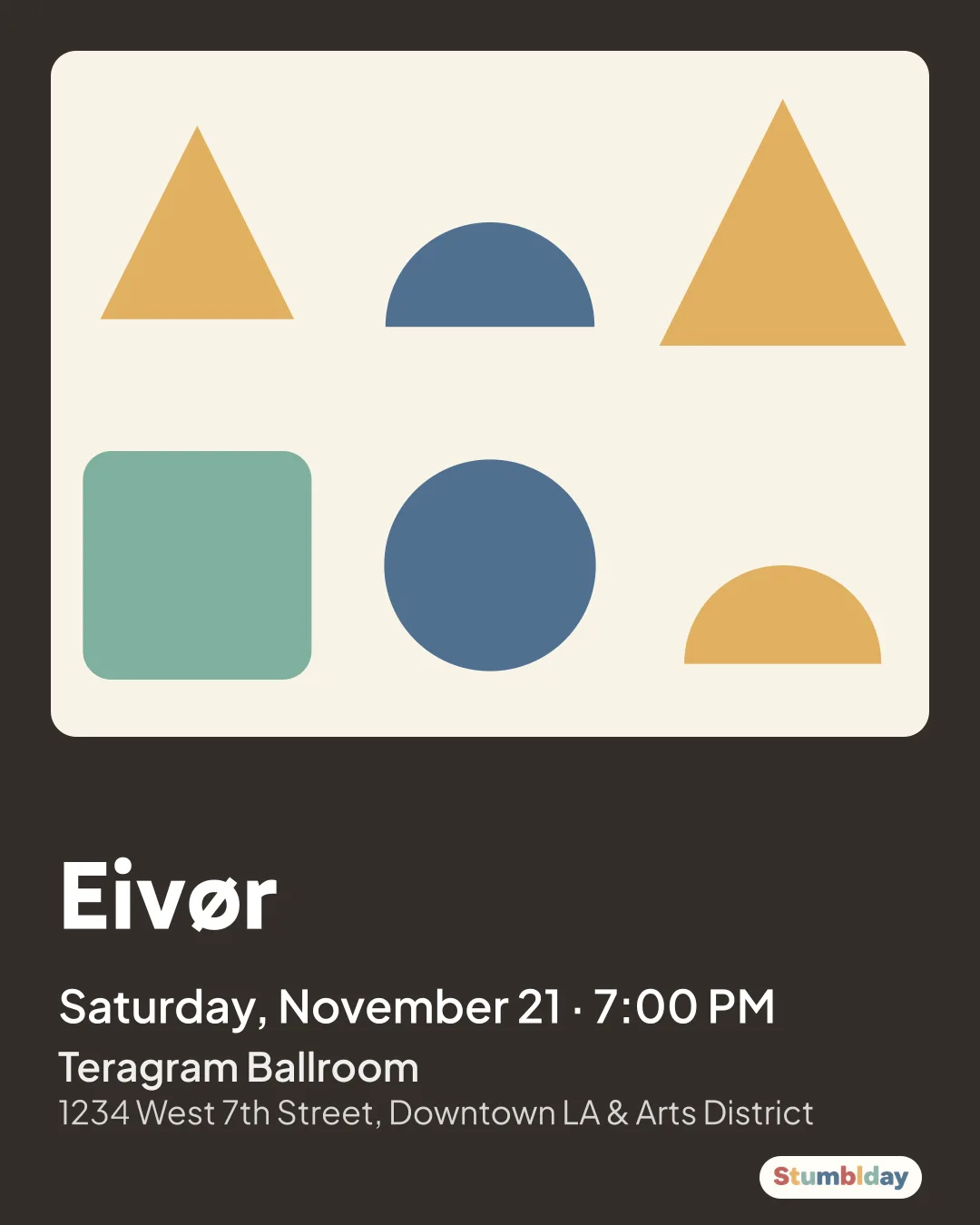 Flyer for Eivør: Saturday, November 21 · 7:00 PM at Teragram Ballroom