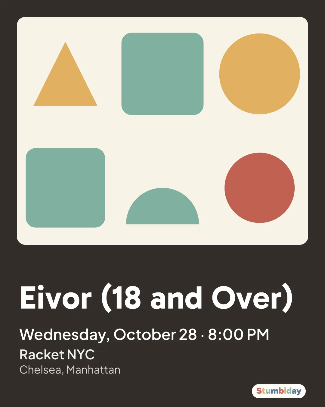 Flyer for Eivor (18 and Over): Wednesday, October 28 · 8:00 PM at Racket NYC