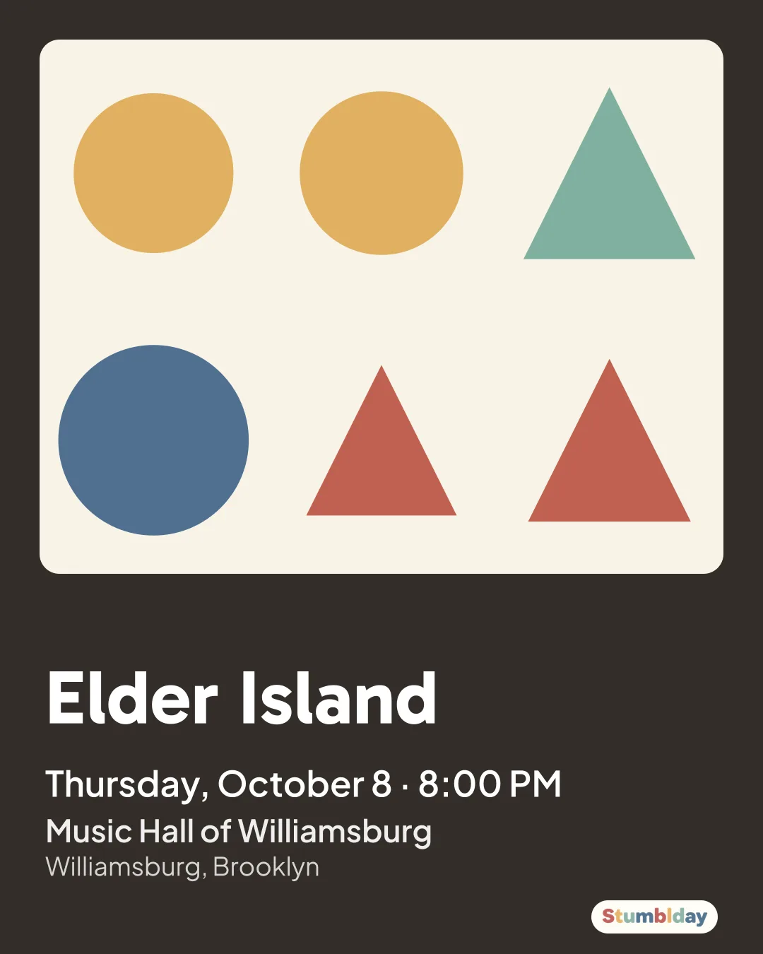 Flyer for Elder Island: Thursday, October 8 · 8:00 PM at Music Hall of Williamsburg