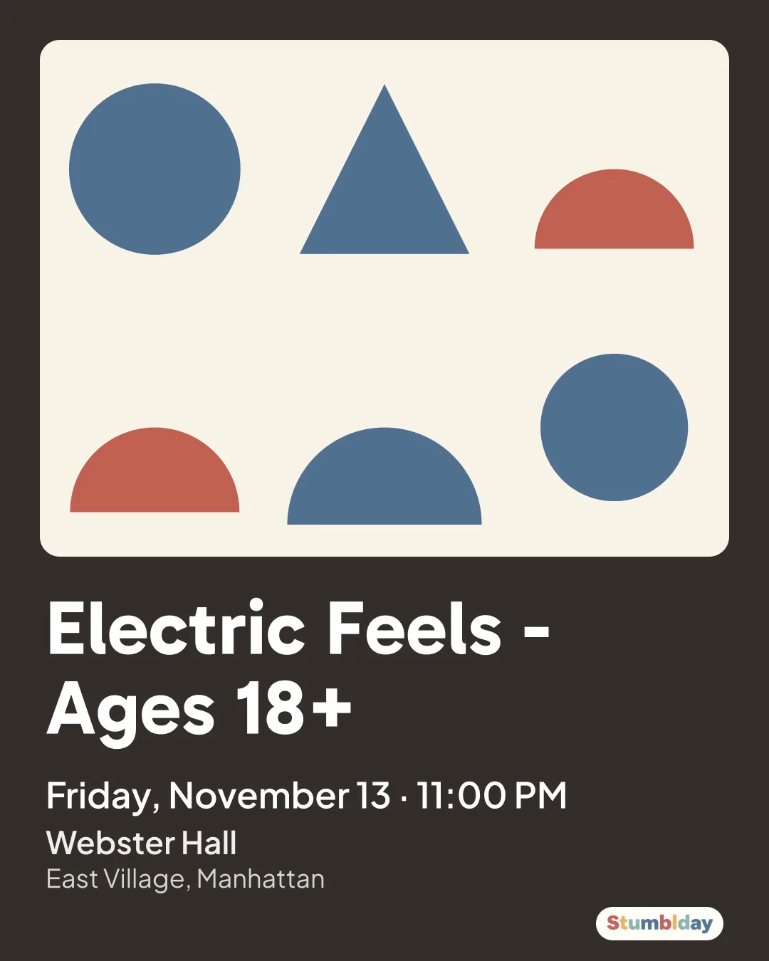 Flyer for Electric Feels - Ages 18+: Friday, November 13 · 11:00 PM at Webster Hall