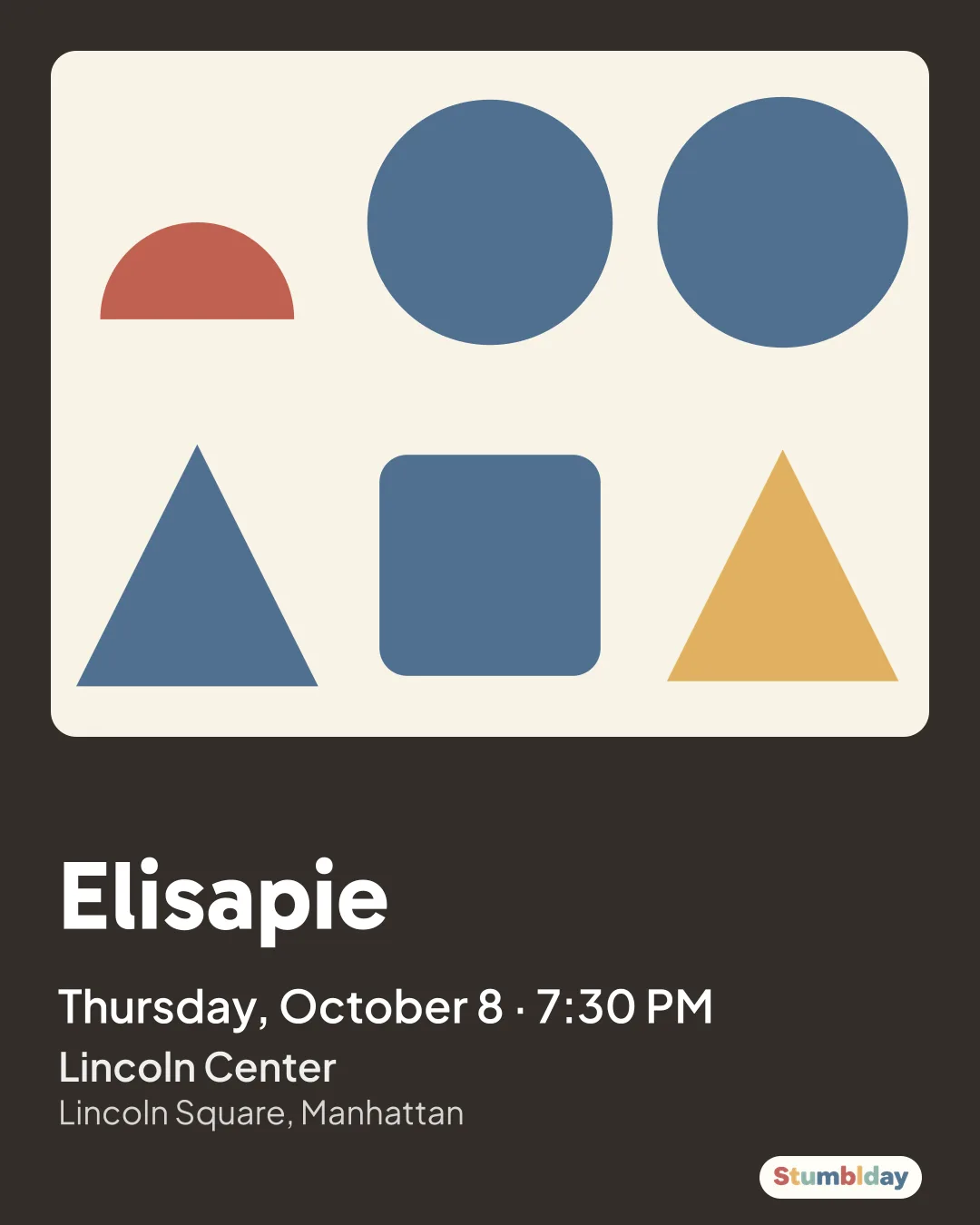 Flyer for Elisapie: Thursday, October 8 · 7:30 PM at Lincoln Center