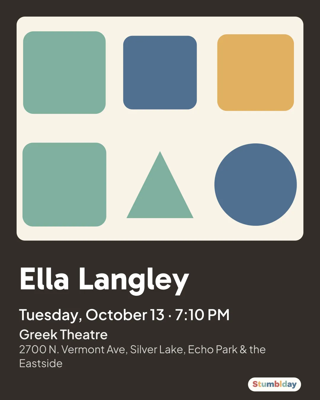 Flyer for Ella Langley: Tuesday, October 13 · 7:10 PM at Greek Theatre