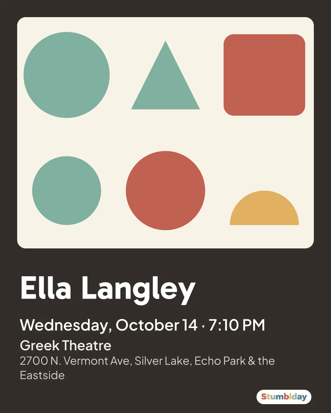 Flyer for Ella Langley: Wednesday, October 14 · 7:10 PM at Greek Theatre