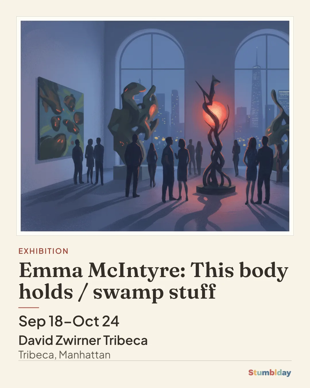 Flyer for Emma McIntyre: This body holds / swamp stuff: Sep 18–Oct 24 at David Zwirner Tribeca