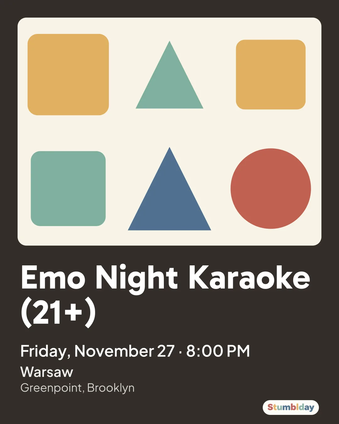 Flyer for Emo Night Karaoke (21+): Friday, November 27 · 8:00 PM at Warsaw