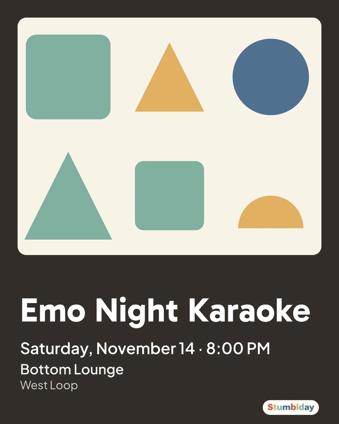 Flyer for Emo Night Karaoke: Saturday, November 14 · 8:00 PM at Bottom Lounge