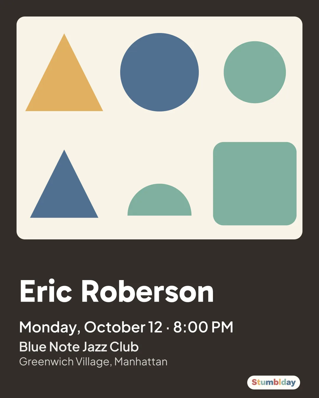 Flyer for Eric Roberson: Monday, October 12 · 8:00 PM at Blue Note Jazz Club