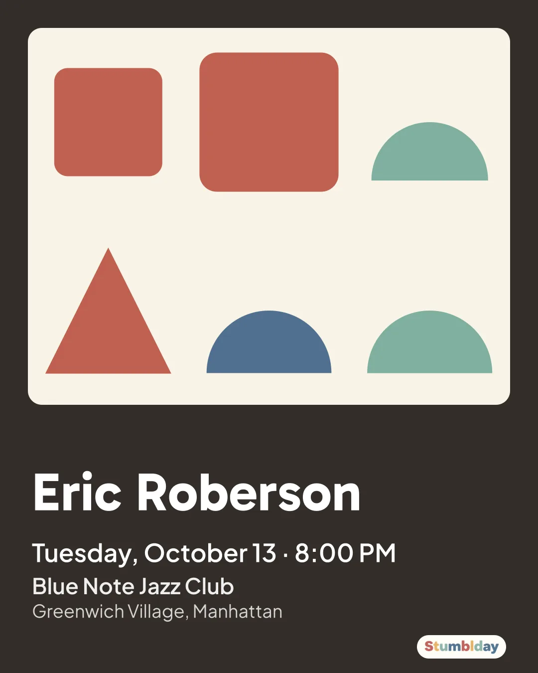 Flyer for Eric Roberson: Tuesday, October 13 · 8:00 PM at Blue Note Jazz Club