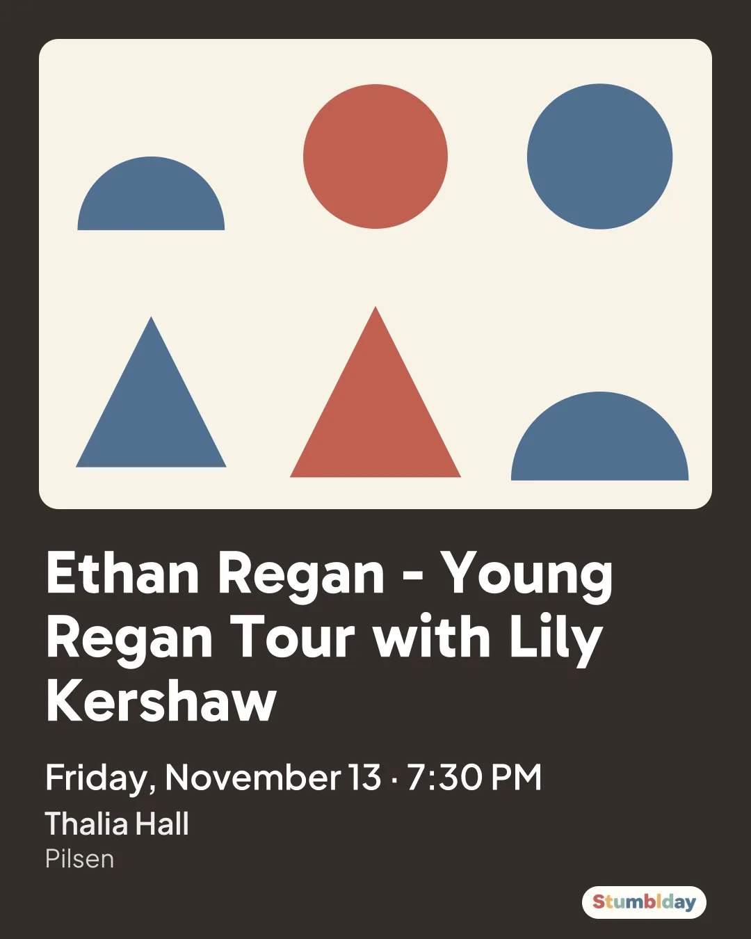 Flyer for Ethan Regan - Young Regan Tour with Lily Kershaw: Friday, November 13 · 7:30 PM at Thalia Hall
