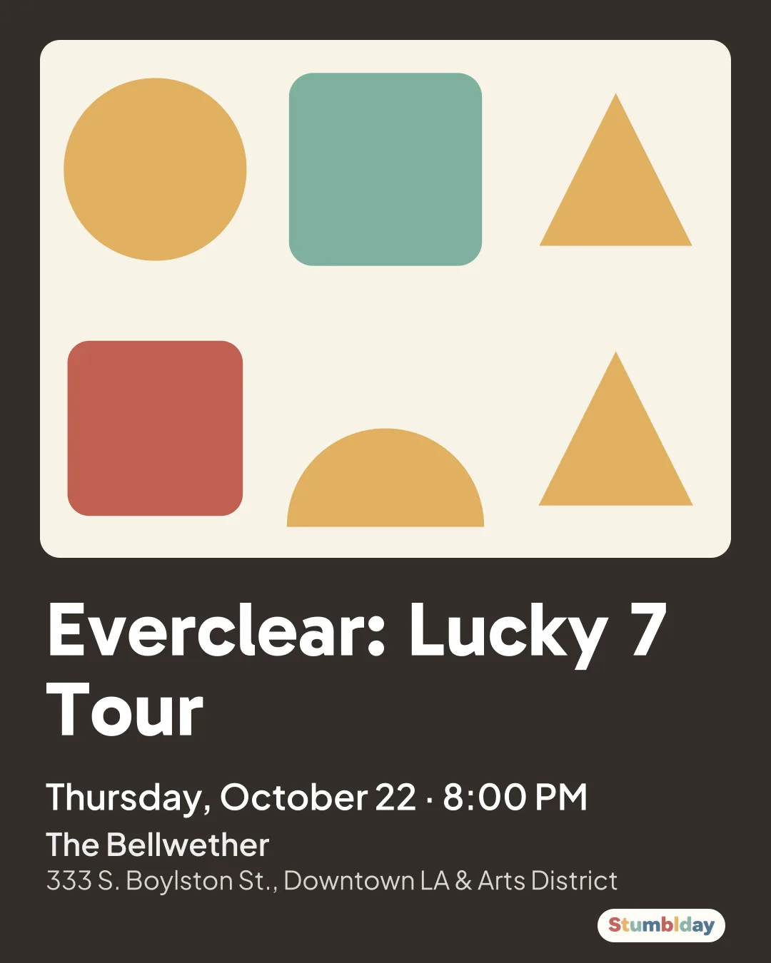 Flyer for Everclear: Lucky 7 Tour: Thursday, October 22 · 8:00 PM at The Bellwether